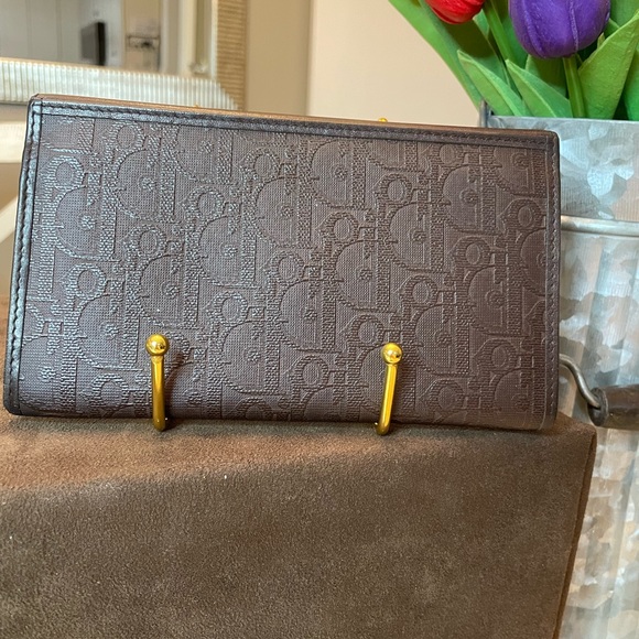 Dior Brown Leather and PVC Trotter Style Wallet/Clutch - Picture 3 of 12